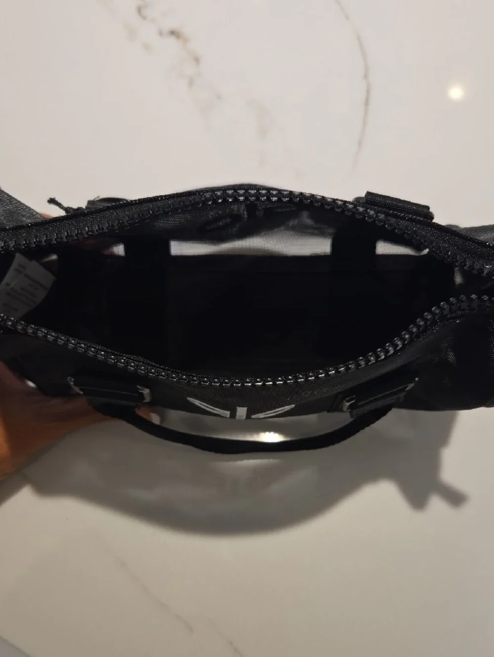 ALO Yoga Black Mesh Toiletry Bag with Top Handles